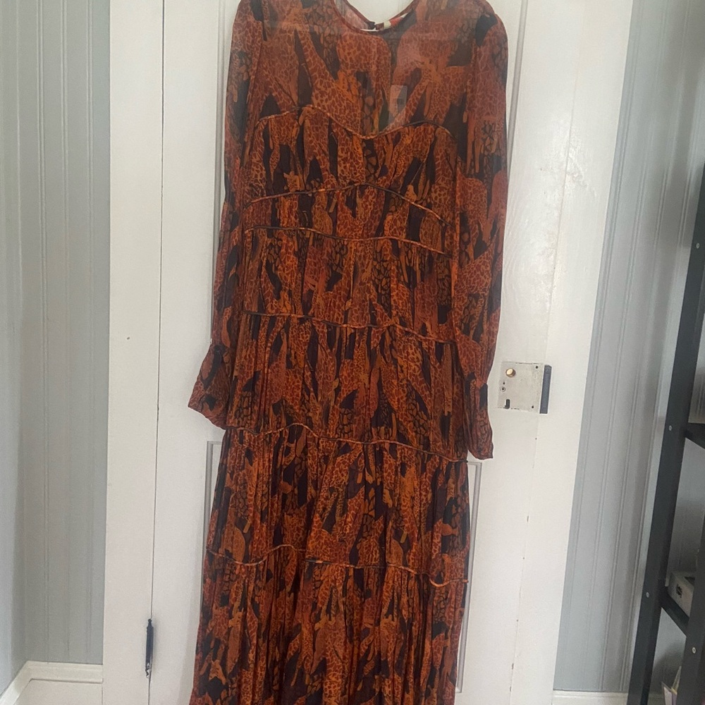 FARM Rio Orange and Black Long Sleeve Dress - Picture 2 of 6